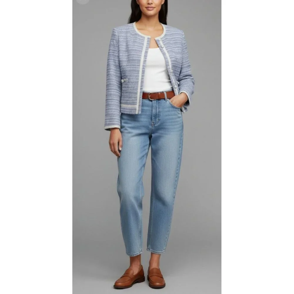 Vilagallo Tweed NWT Crop Embelished Luxury Artsey Preppy Twee Jacket 44/10 - Picture 1 of 16